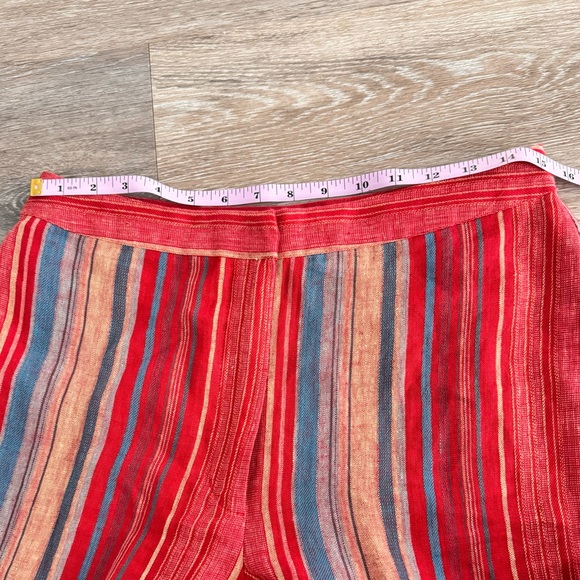 Paraphrase Red Linen Pant And Blazer Jacket Set Size 8 Vibrant Retro Striped - Picture 15 of 15